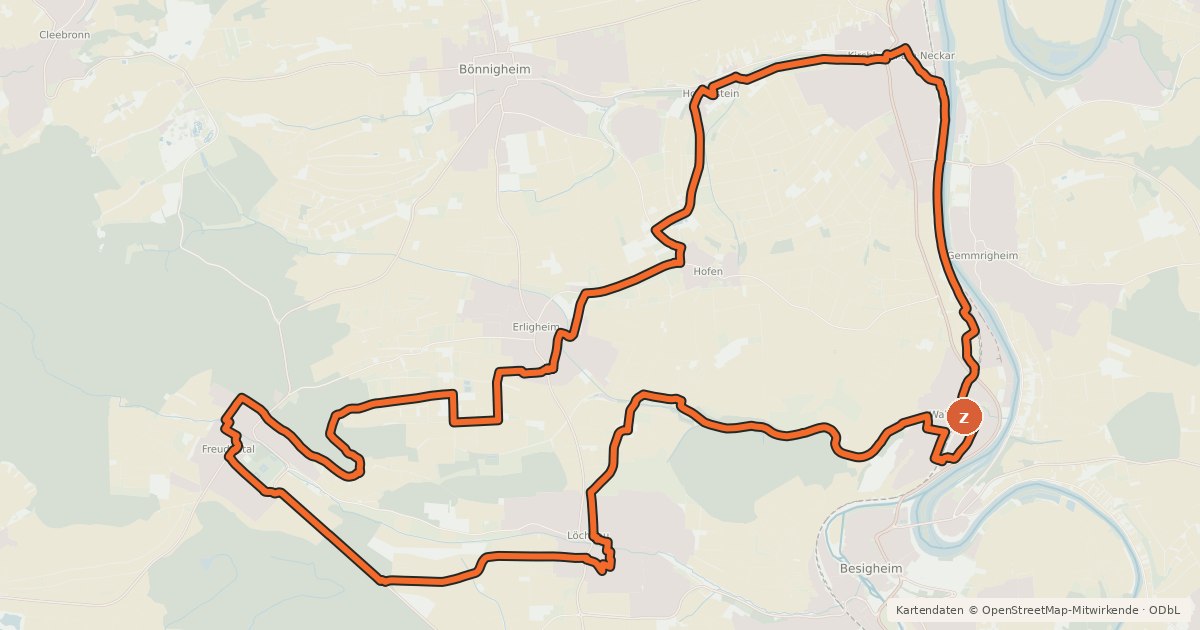 Kartenübersicht der Radroute Wein-und-Obst-Tour - 3B7 -