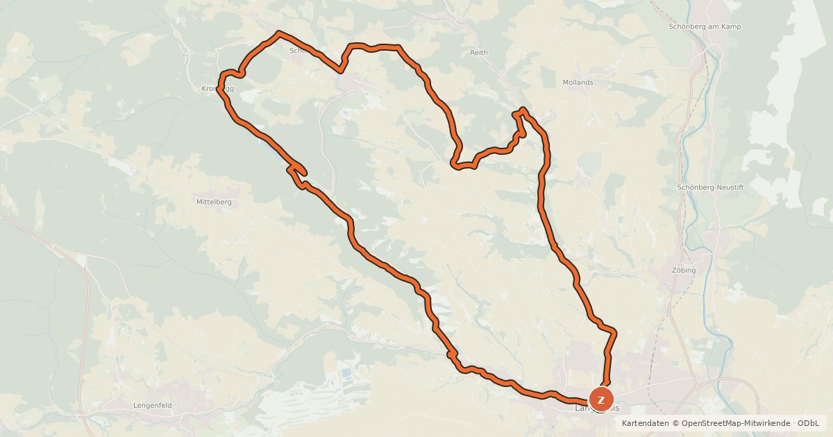 Kartenübersicht der Radroute Weinberg-Strecke