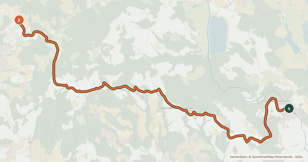 Kartenübersicht der Radroute Weinbergtour