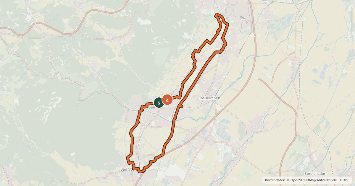 Kartenübersicht der Radroute Weingartenradweg