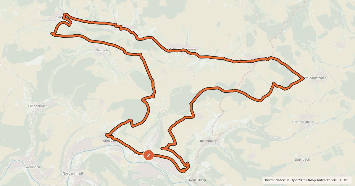 Kartenübersicht der Radroute Weinköniginnen-Tour