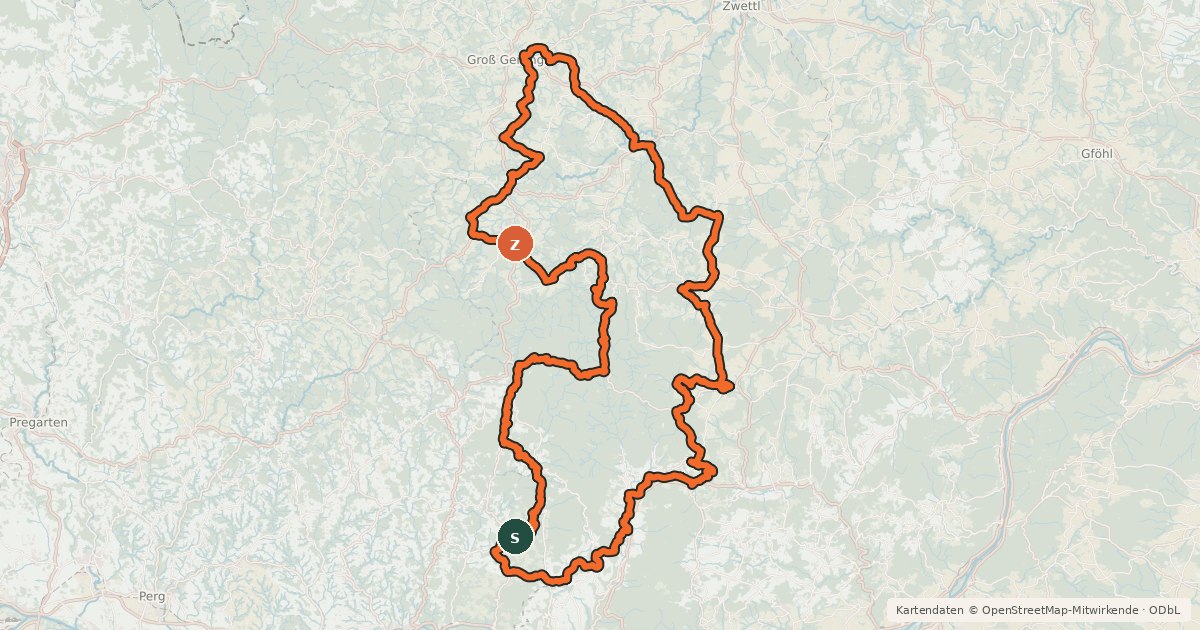 Kartenübersicht der Radroute Weinsbergerwald Radweg