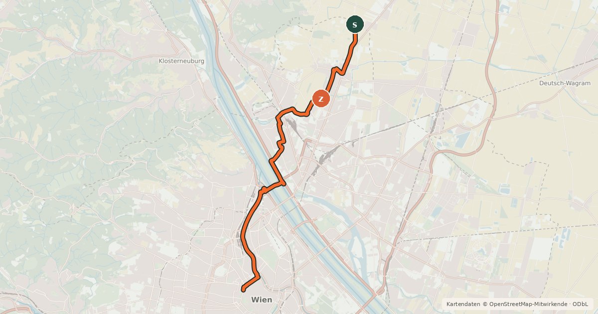 Kartenübersicht der Radroute Weinviertel-Radweg