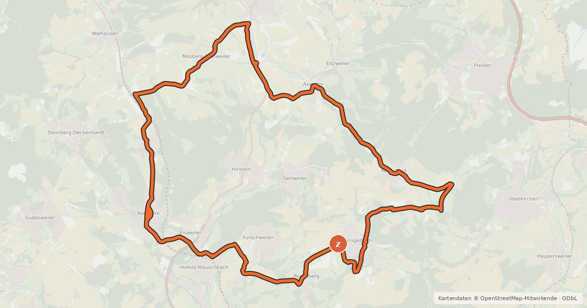 Kartenübersicht der Radroute Weisselberg-Radweg