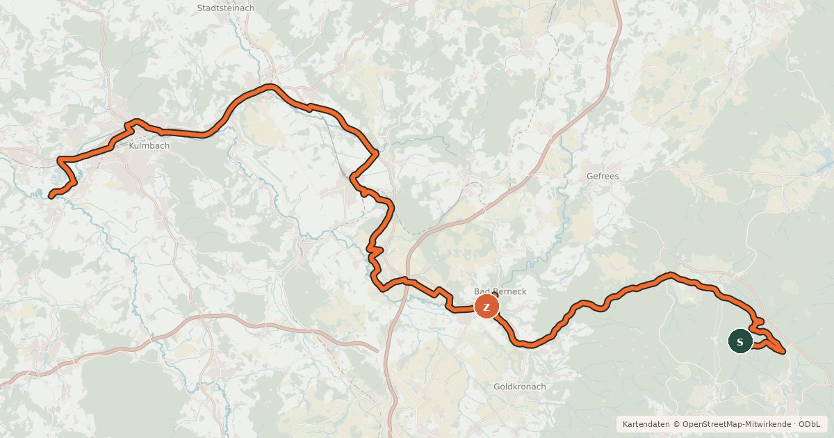 Kartenübersicht der Radroute Weißmain-Radweg