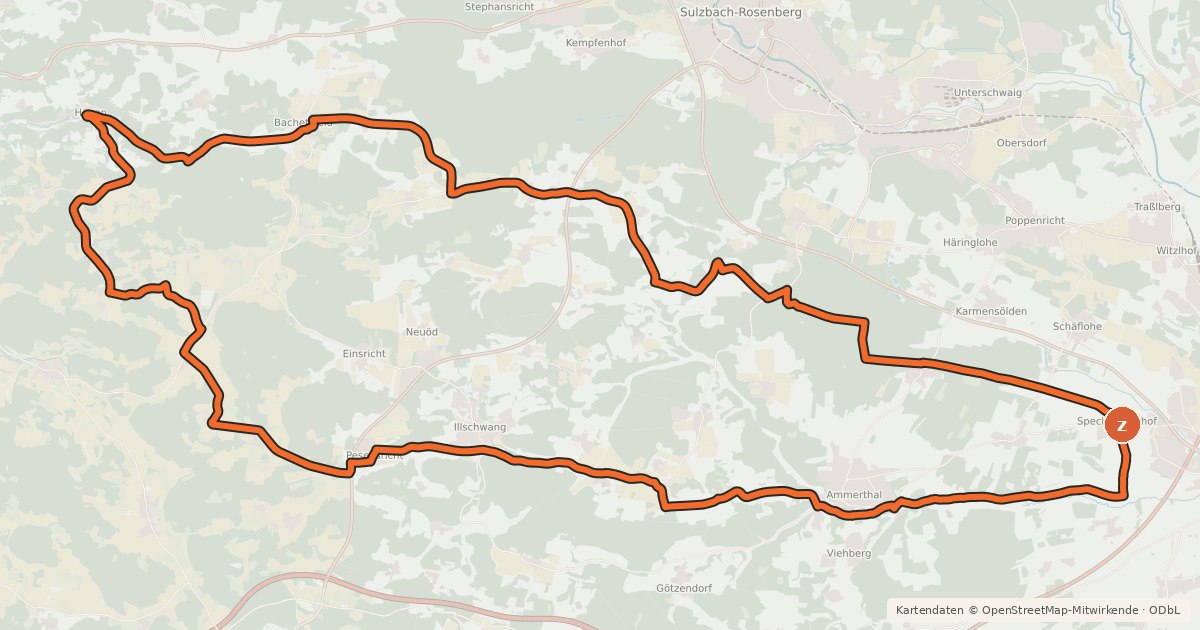 Kartenübersicht der Radroute Wellnes-Tour