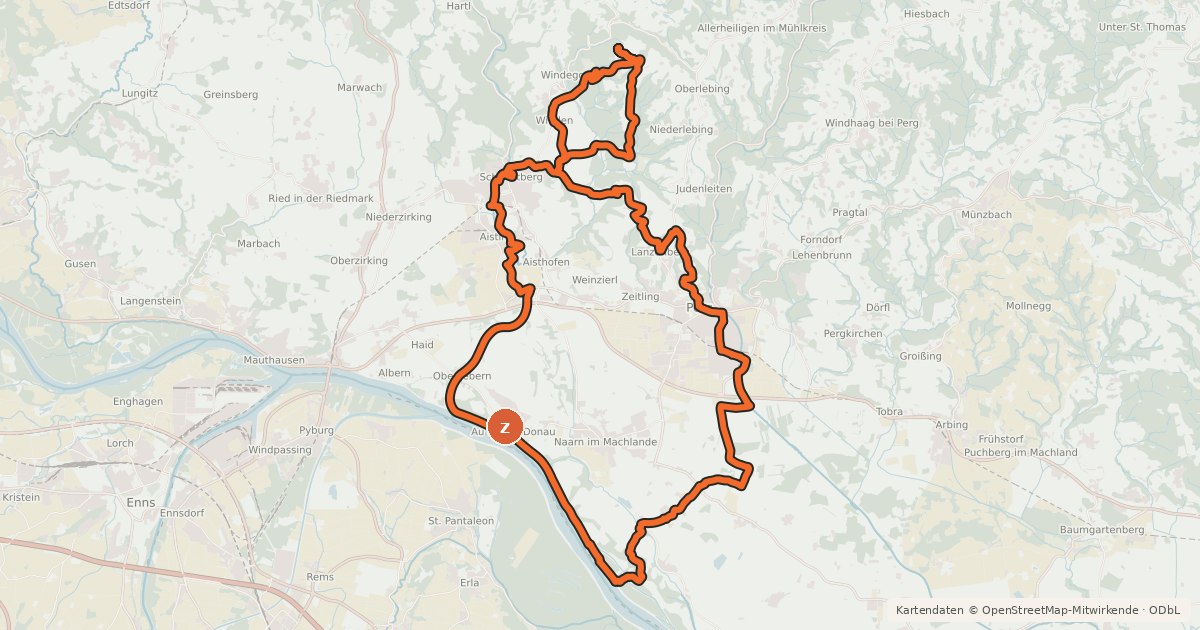 Kartenübersicht der Radroute Weltstein-Runde