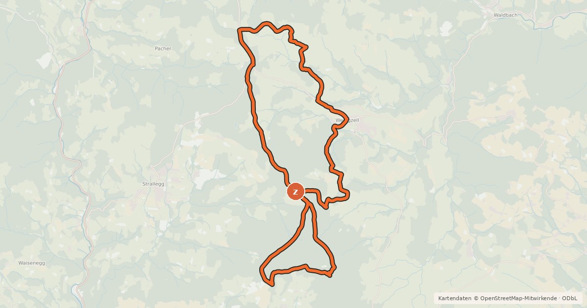 Kartenübersicht der Radroute Wenigzeller Wildwiesenrunde