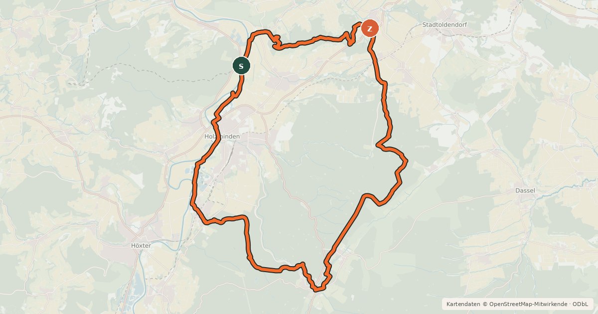 Kartenübersicht der Radroute Weserauen-Tour