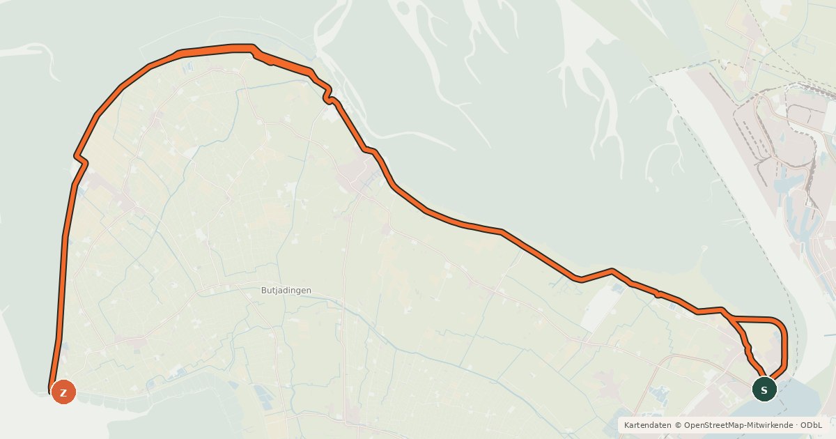 Kartenübersicht der Radroute Weserradweg, Variante