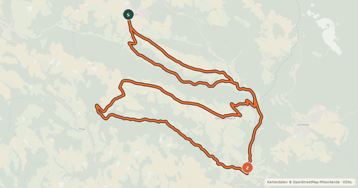 Kartenübersicht der Radroute Wetterroute (e-Bike)