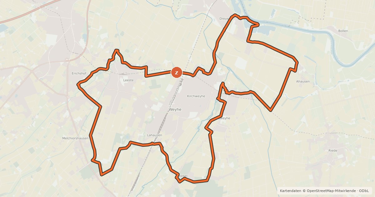 Kartenübersicht der Radroute Weyher Tour