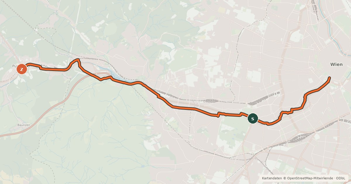 Kartenübersicht der Radroute Wientalradweg