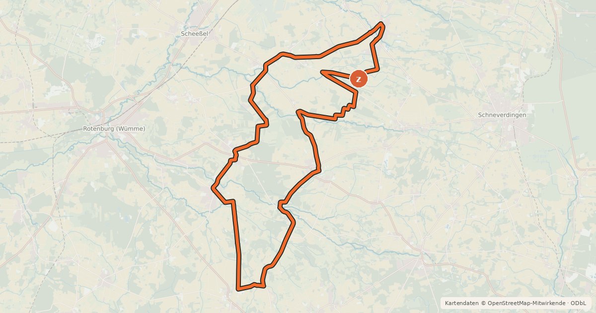 Kartenübersicht der Radroute Wiesen-Route Radweg