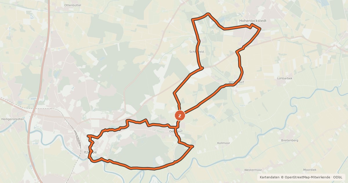 Kartenübersicht der Radroute Wiesen und Wald-Tour