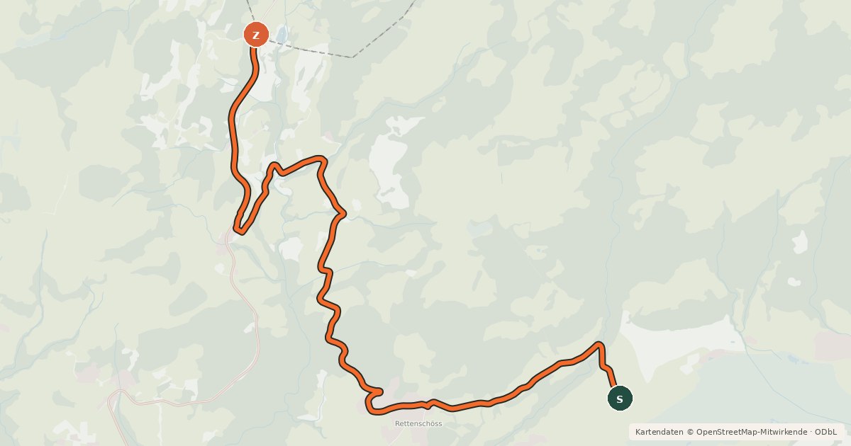 Kartenübersicht der Radroute Wildbichl