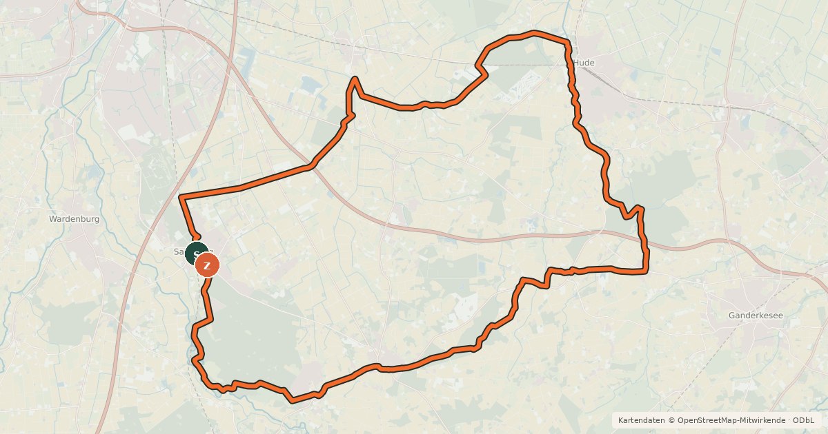 Kartenübersicht der Radroute WildeWälder-Tour