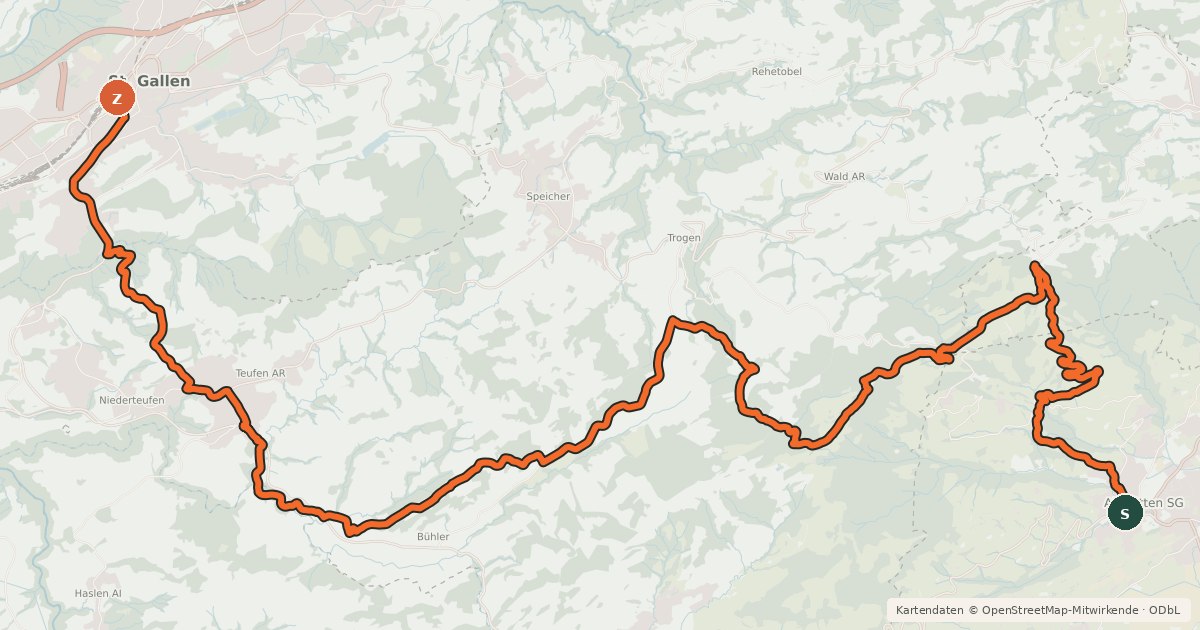 Kartenübersicht der Radroute Wildmannli Bike