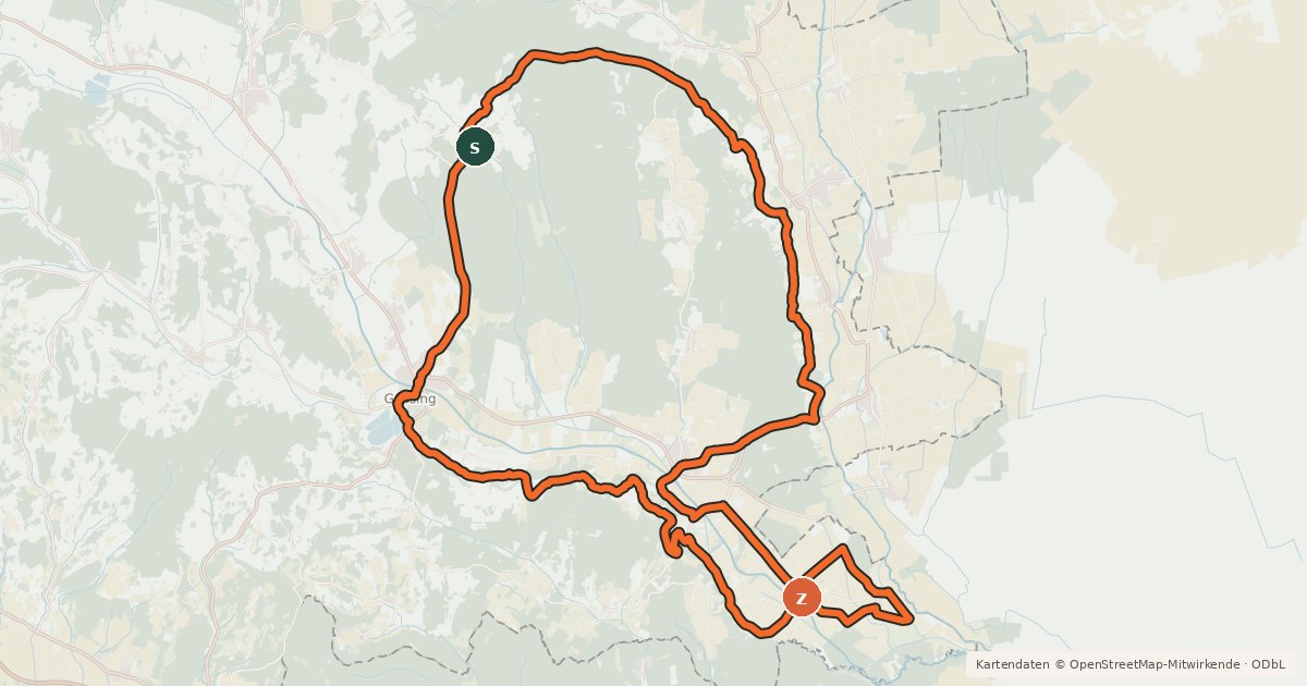 Kartenübersicht der Radroute Wildpark-Radweg