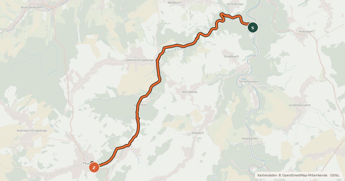 Kartenübersicht der Radroute Wilischradweg