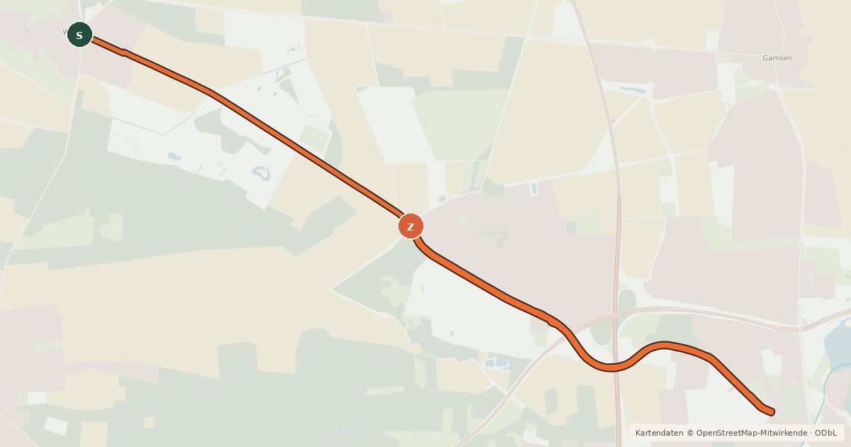 Kartenübersicht der Radroute Wilsche Ost (05) - Evangelischer Friedhof Gifhorn(04)