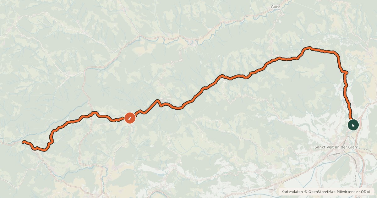 Kartenübersicht der Radroute Wimitzerweg