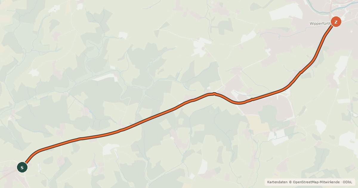 Kartenübersicht der Radroute Wipperfürth (35) - Wipperfürth (82)