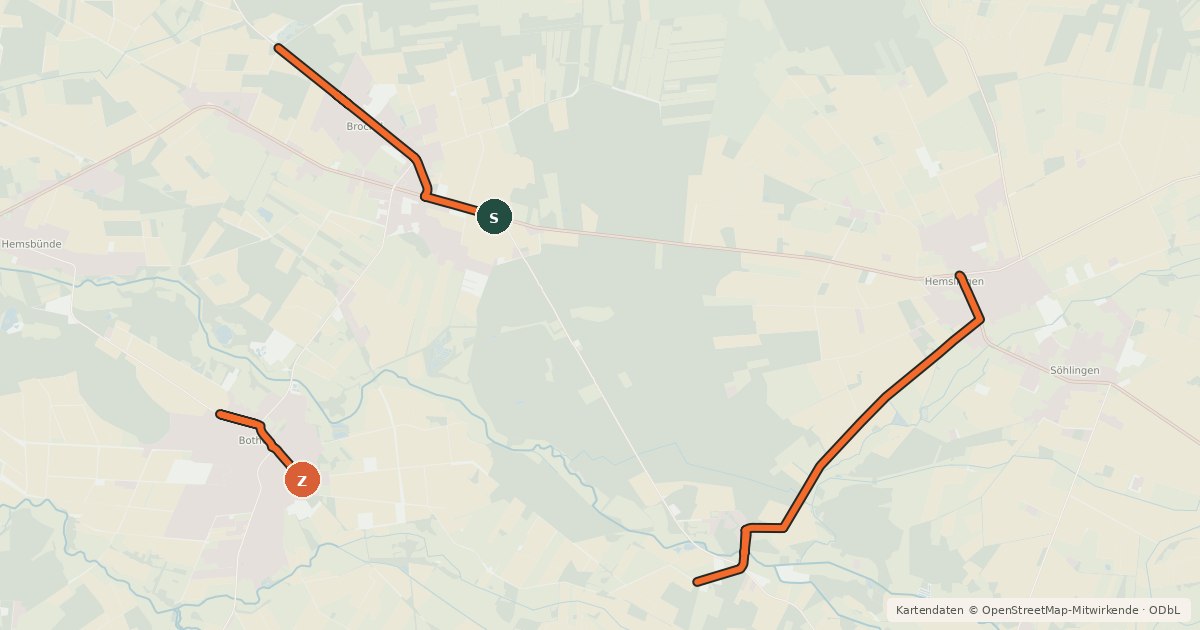 Kartenübersicht der Radroute Wirtshaus-Route Radweg