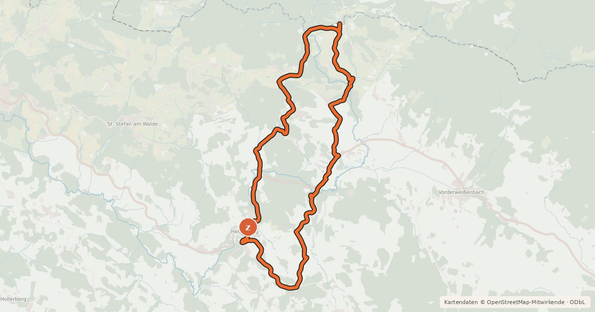 Kartenübersicht der Radroute Witiko-Radweg