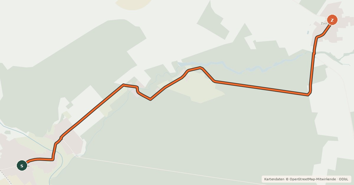 Kartenübersicht der Radroute Wittstock (20) - Wittstock (22)