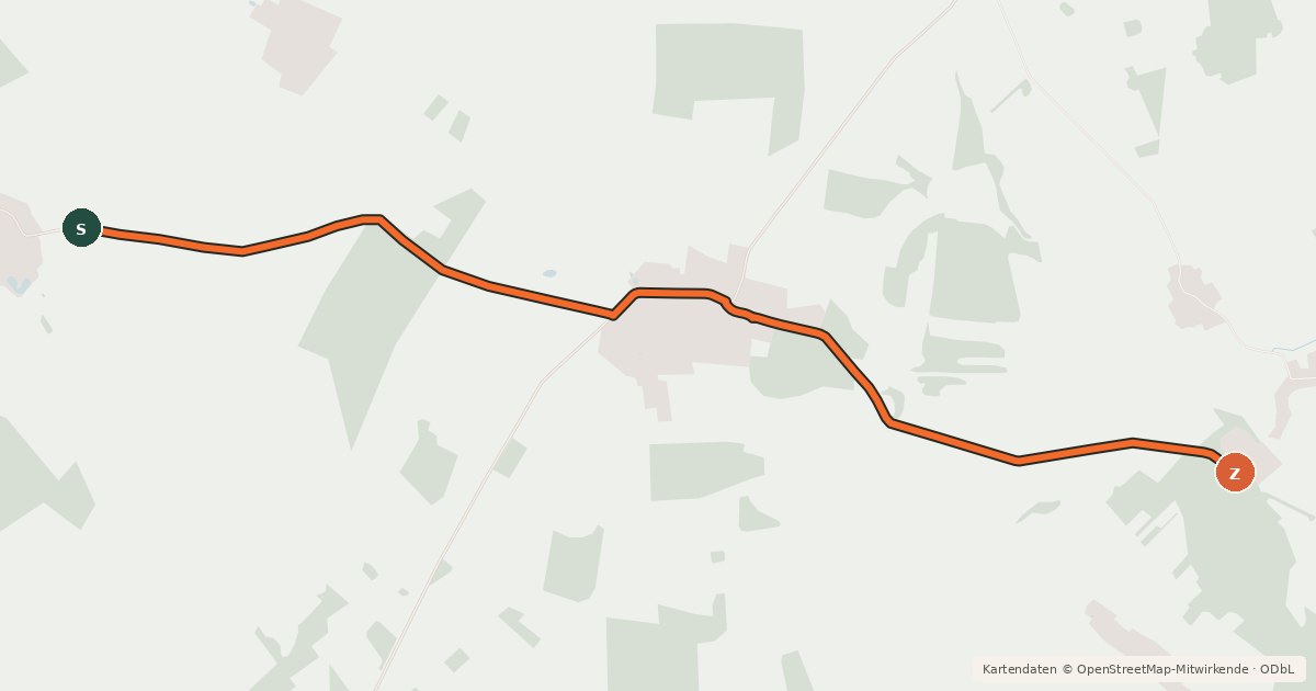 Kartenübersicht der Radroute Wittstock (94) - Meyenburg (98)