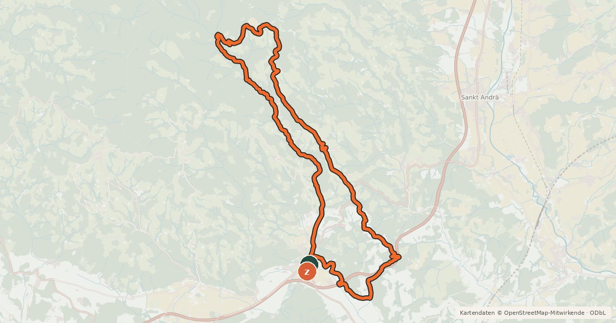 Kartenübersicht der Radroute Wölfnitzgraben-Tour