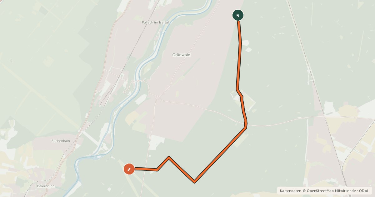 Kartenübersicht der Radroute Wörnbrunn - Walderlebniszentrum
