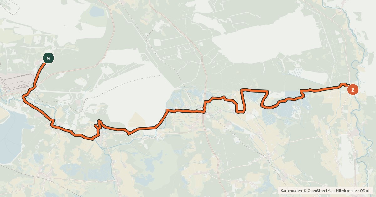 Kartenübersicht der Radroute Wolfsradweg