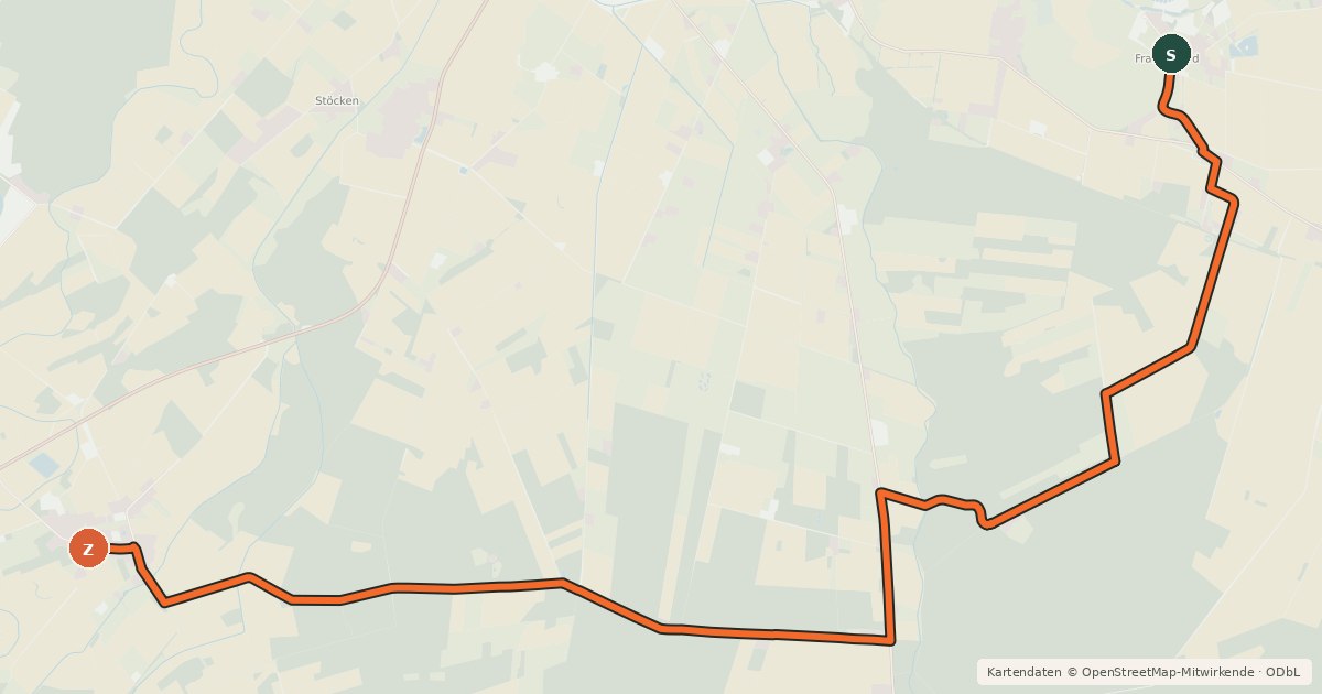 Kartenübersicht der Radroute Wolfsroute-Querverbindung