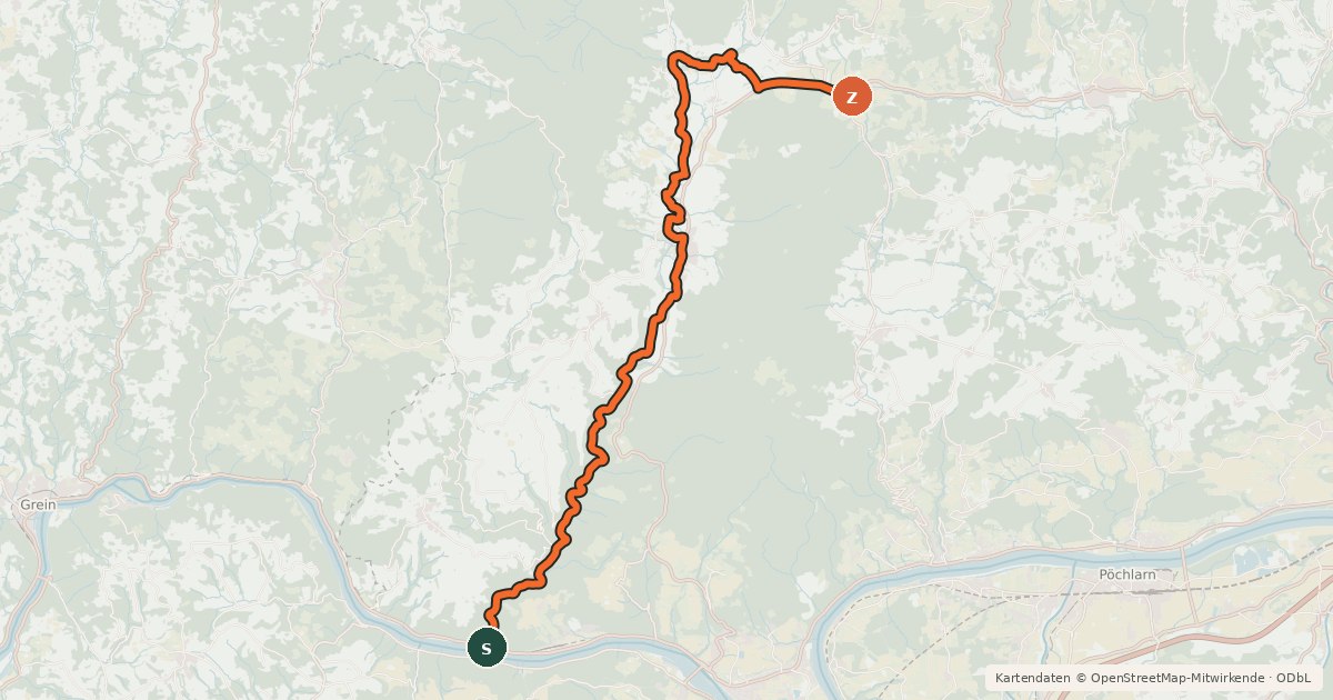 Kartenübersicht der Radroute Yspertal Radweg