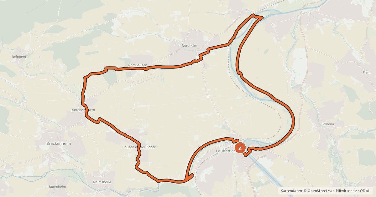 Kartenübersicht der Radroute Z1 Beginner-Tour