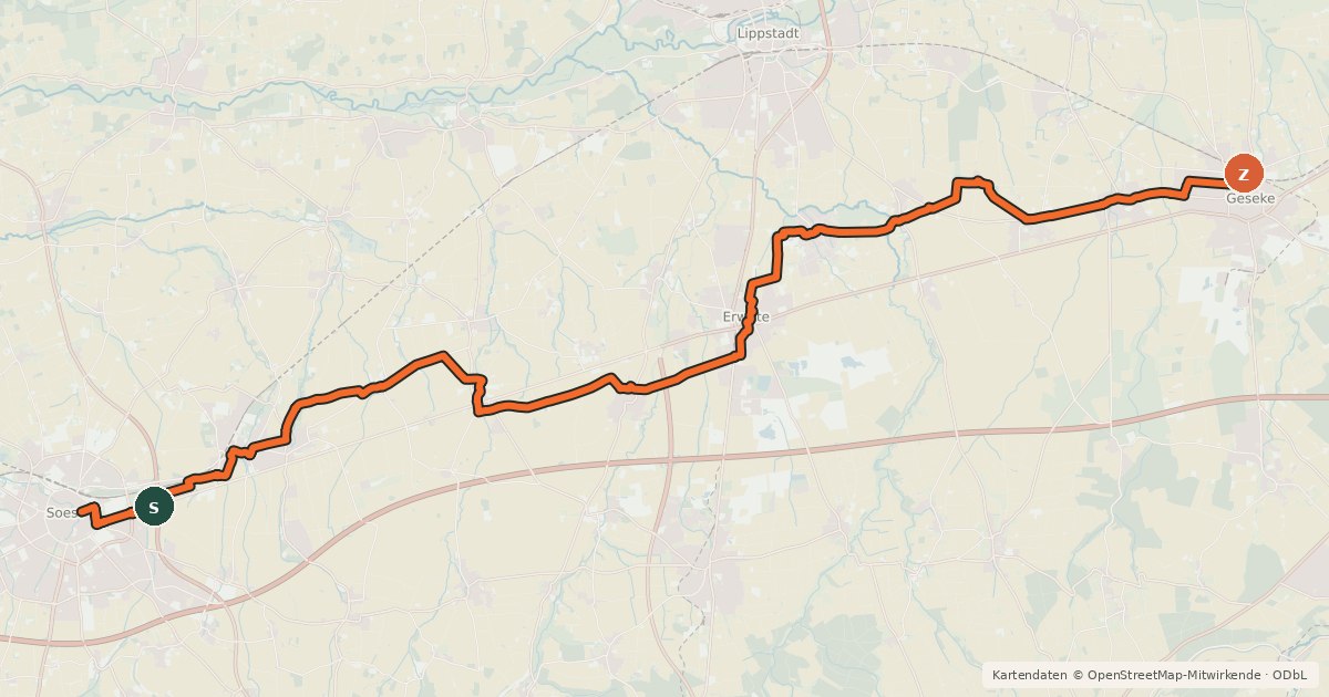 Kartenübersicht der Radroute "Zabel-Fernroute"