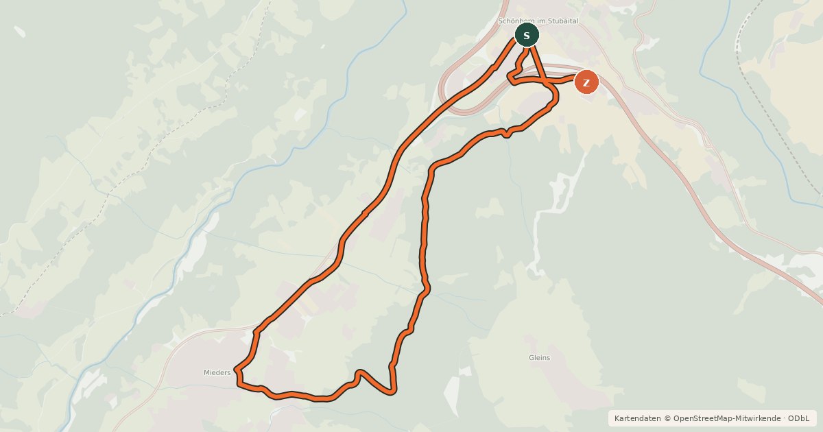 Kartenübersicht der Radroute Zauberwald Runde