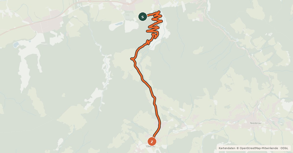 Kartenübersicht der Radroute Zauberwinkelweg