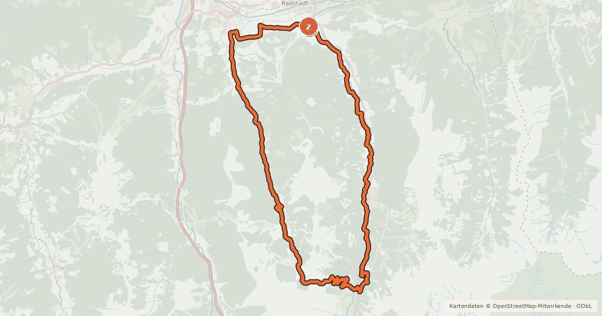 Kartenübersicht der Radroute Zauchensee-Untertauern Runde