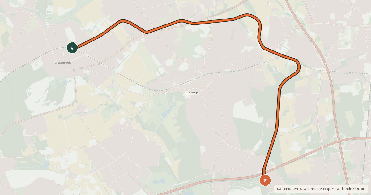Kartenübersicht der Radroute Zechenbahntrasse "Allee des Wandels"