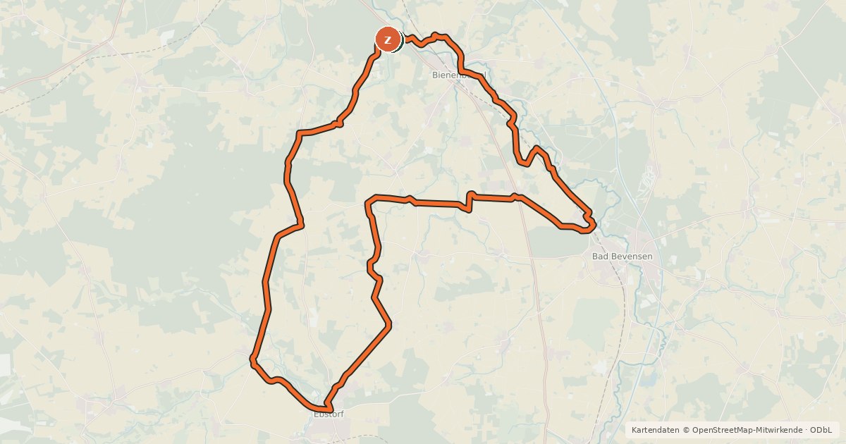 Kartenübersicht der Radroute Zeit-für-mich-Tour