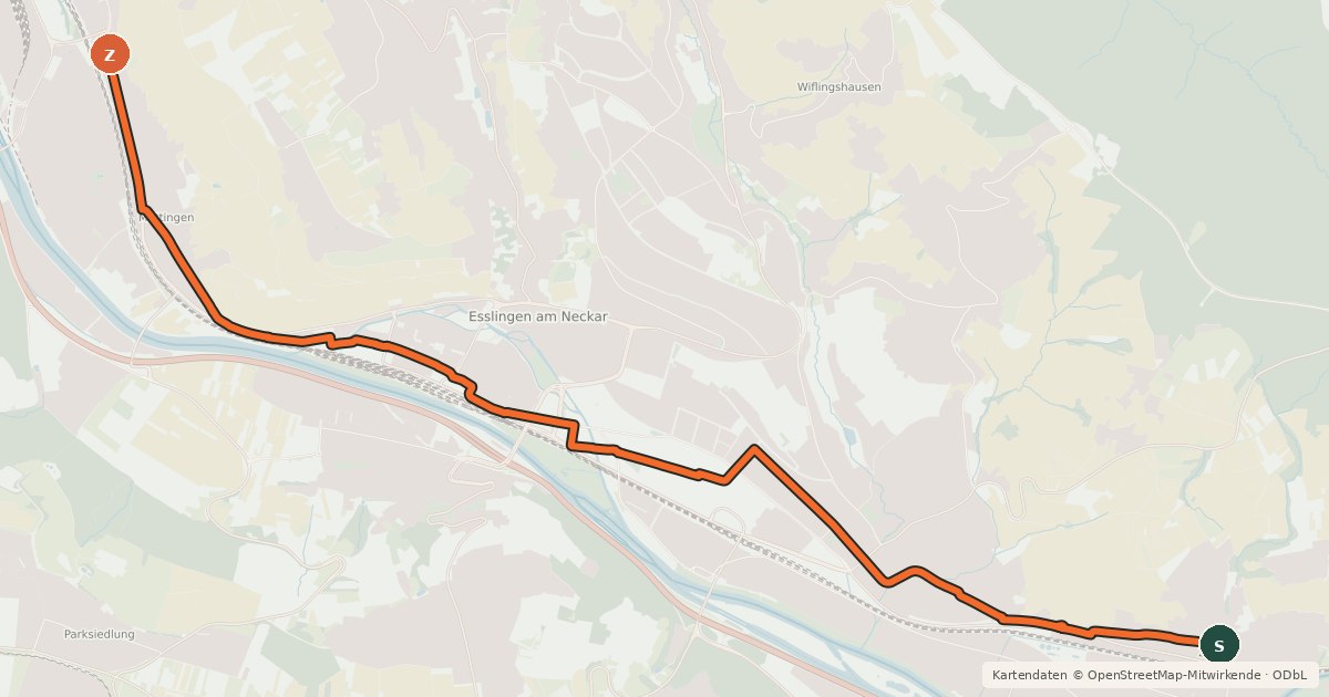 Kartenübersicht der Radroute Zell - Mettingen