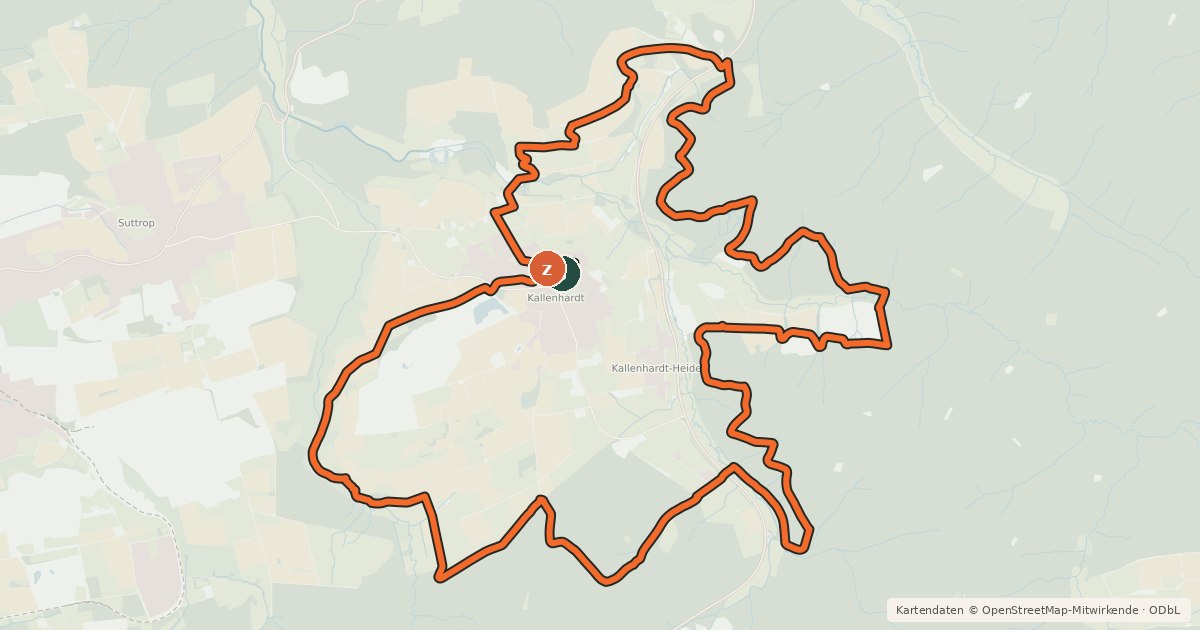 Kartenübersicht der Radroute Ziegenbock-Tour bzw. Rund um Kallenhardt