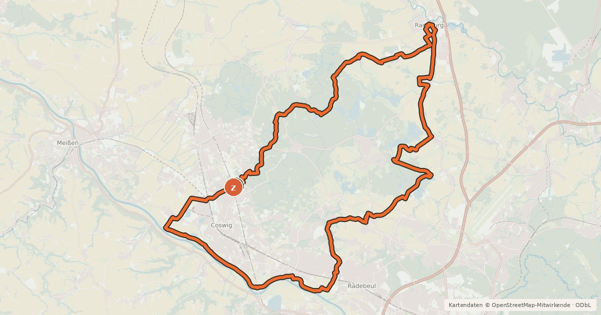 Kartenübersicht der Radroute Zille-Radweg