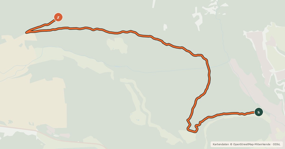 Kartenübersicht der Radroute Zimmerbergweg