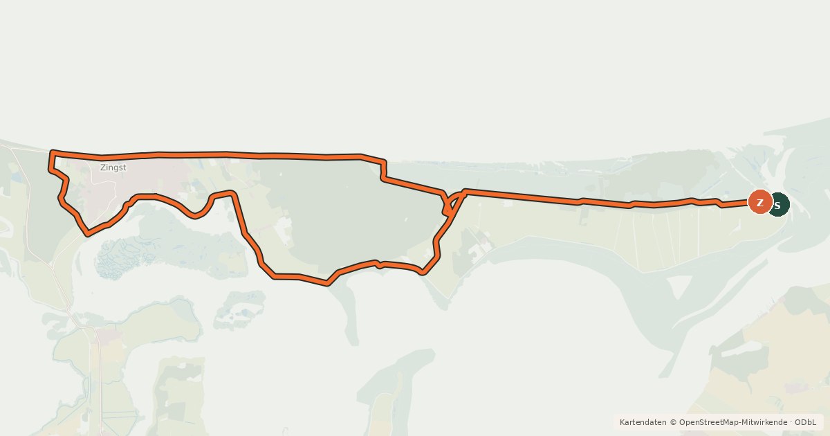 Kartenübersicht der Radroute Zingst Tour