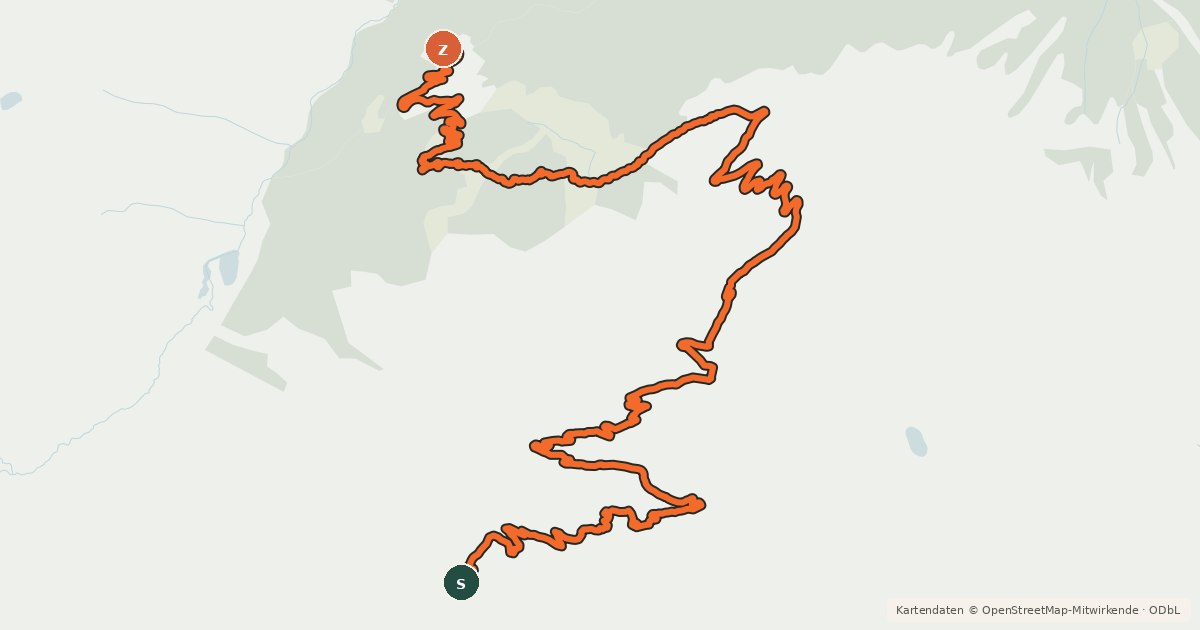 Kartenübersicht der Radroute Zirbentrail