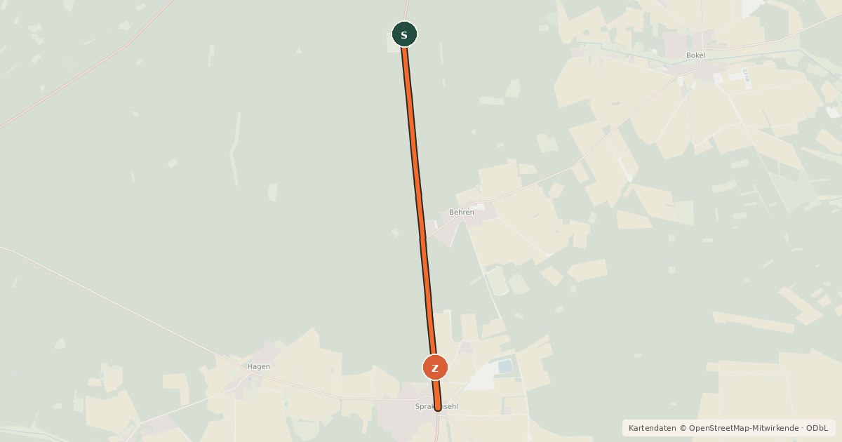 Kartenübersicht der Radroute Zittel (41) - Sprakensehl B4 Nord (26)